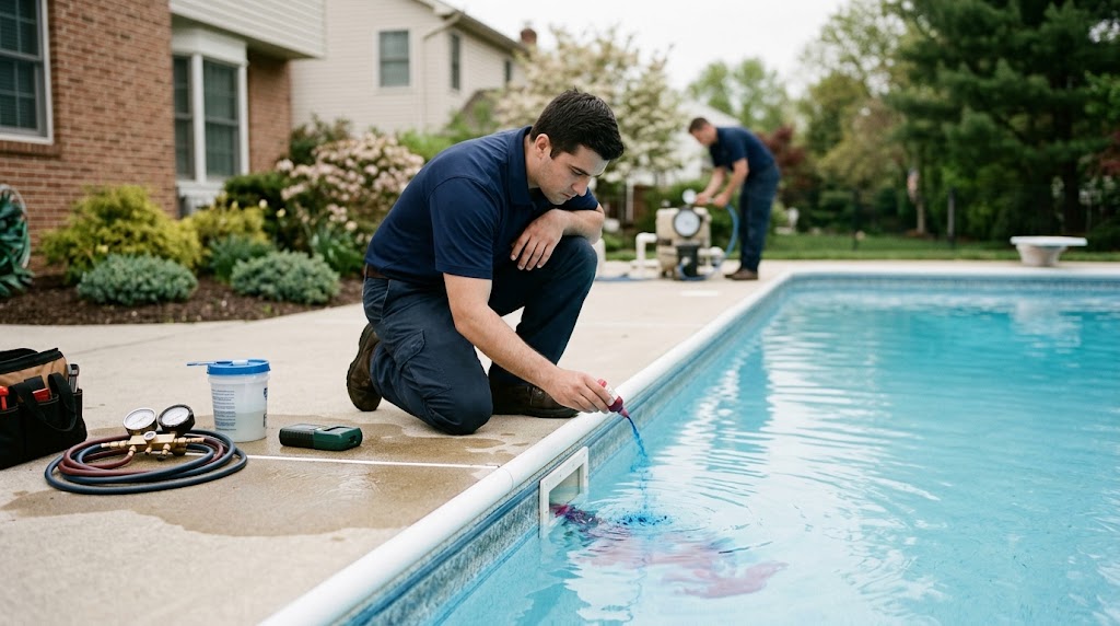 Thermal imaging technician scanning wall for hidden water pipe leaks